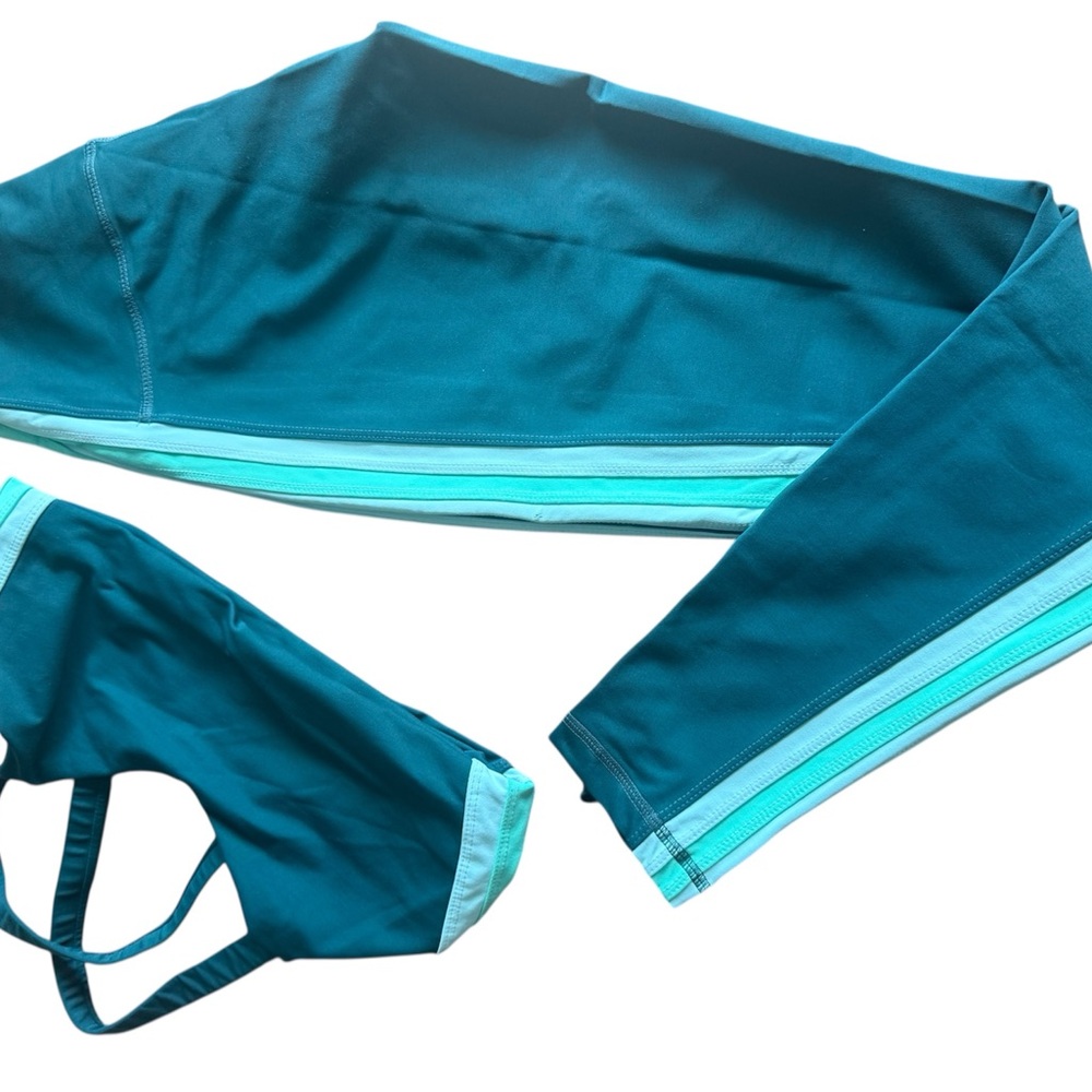 BYI Stripped Teal and Aqua Leggings
